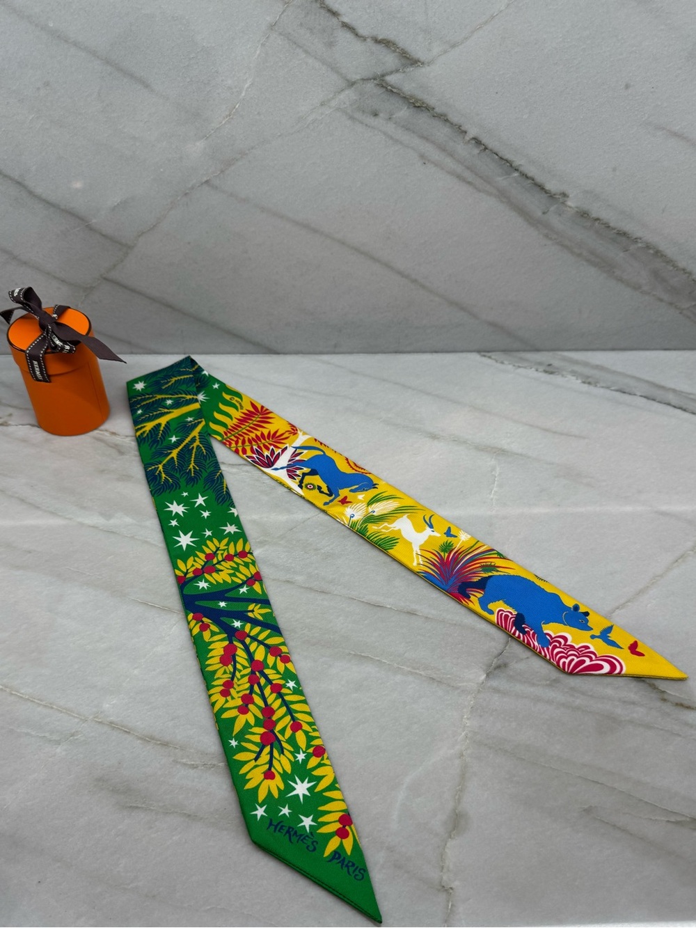 Hermès Sous le Charme d'Orphée Twilly Silk Scarf